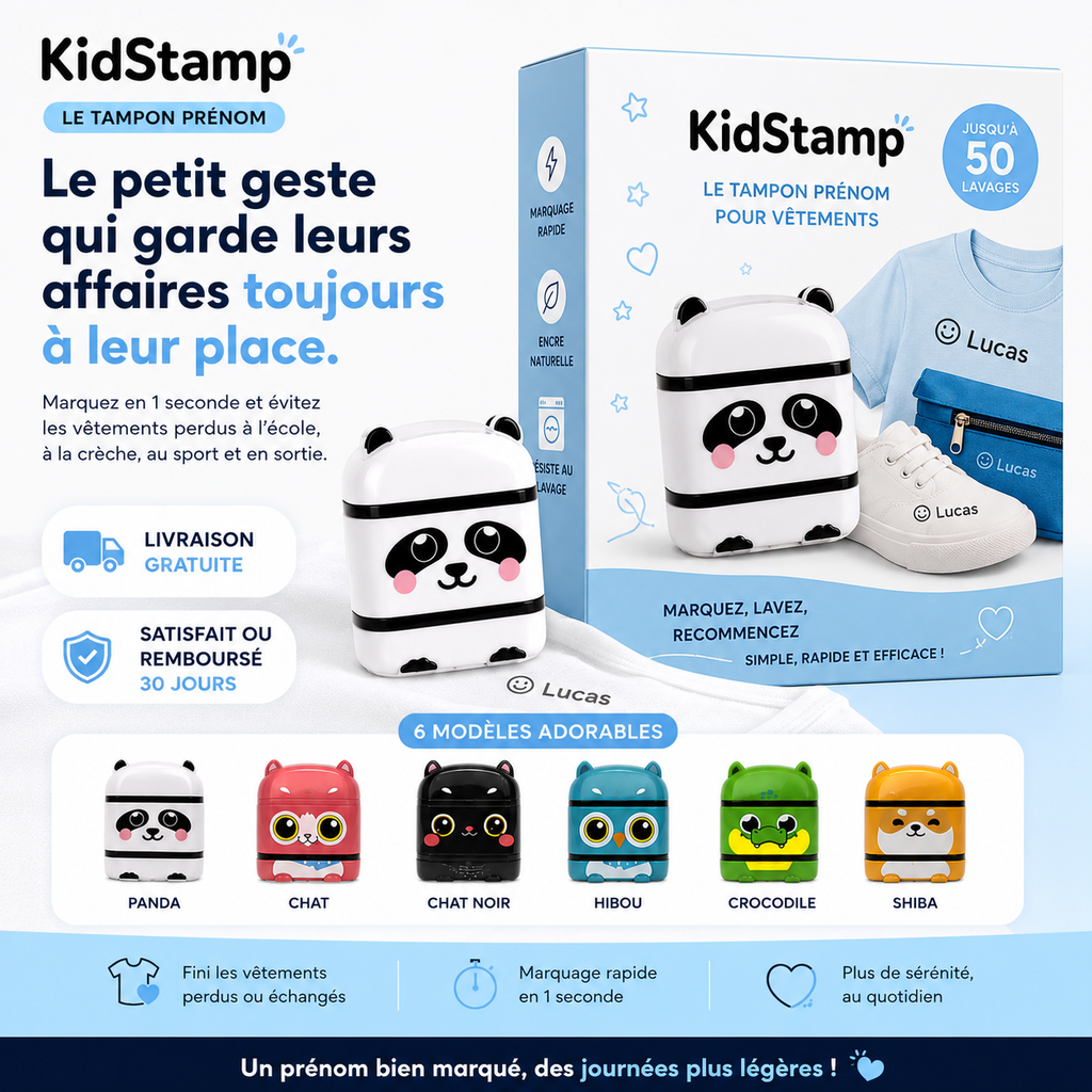 KidStamp - Le tampon prénom qui évite les vêtements perdus