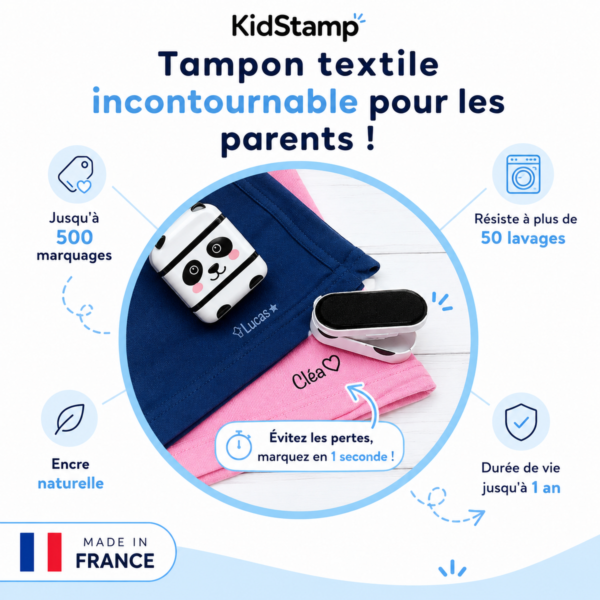 KidStamp - Le tampon prénom qui évite les vêtements perdus