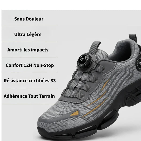 SÉCURUN S3 Pro : Chaussure de sécurité orthopédique contre les douleurs au dos et aux genoux
