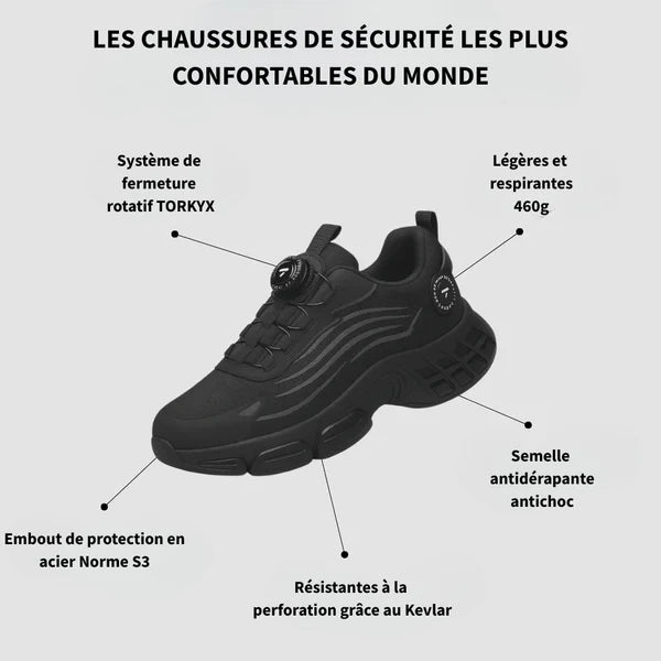 SÉCURUN S3 Pro : Chaussure de sécurité orthopédique contre les douleurs au dos et aux genoux