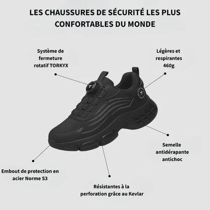SÉCURUN S3 Pro : Chaussure de sécurité orthopédique contre les douleurs au dos et aux genoux